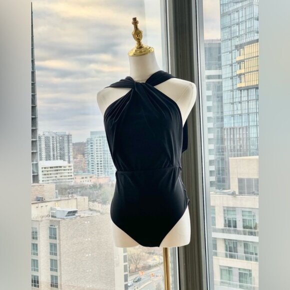 🆕 ZIMMERMANN 🧿 NWOT Ottie High-Neck Draped 1PC Swimsuit, Black - Sz 4 US 10/12 - Picture 3 of 16